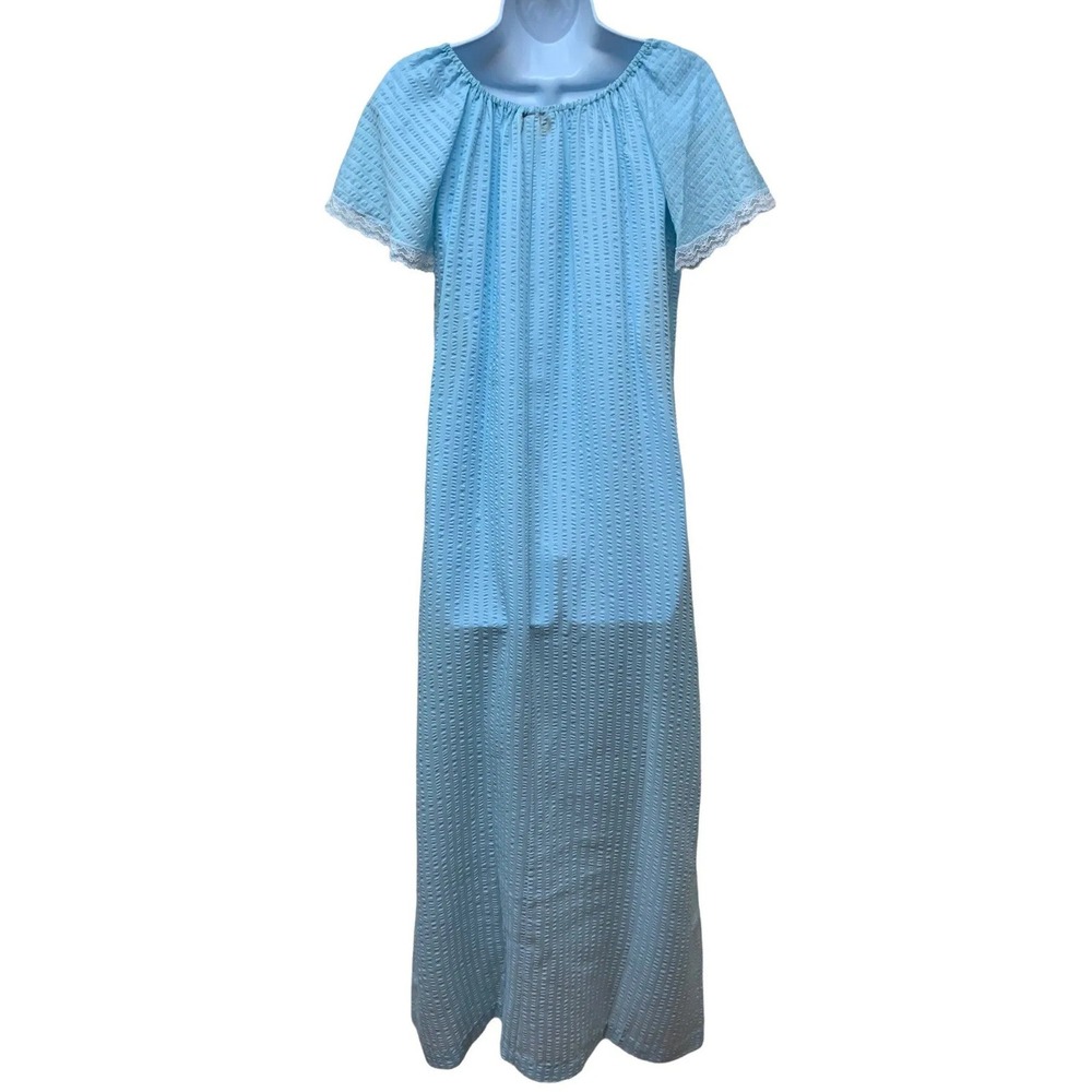 Vintage Najla New York Long Blue Summer Lace Rayon Blend Nightgown S USA NOS - Picture 2 of 8